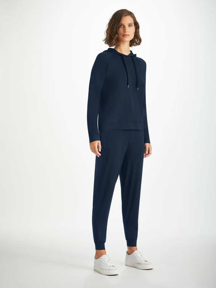 Basel Micro Modal Stretch - Women's Pullover Hoodie with Trousers - Navy - 1