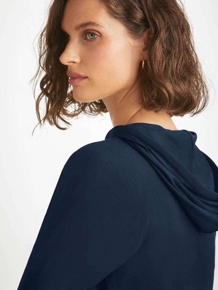 Basel Micro Modal Stretch - Women's Pullover Hoodie with Trousers - Navy - 4