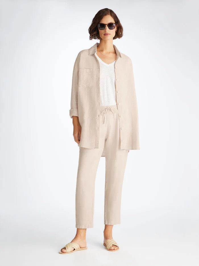 Sicily Linen Sand - Women's Shirt with Trousers - Sand - 1