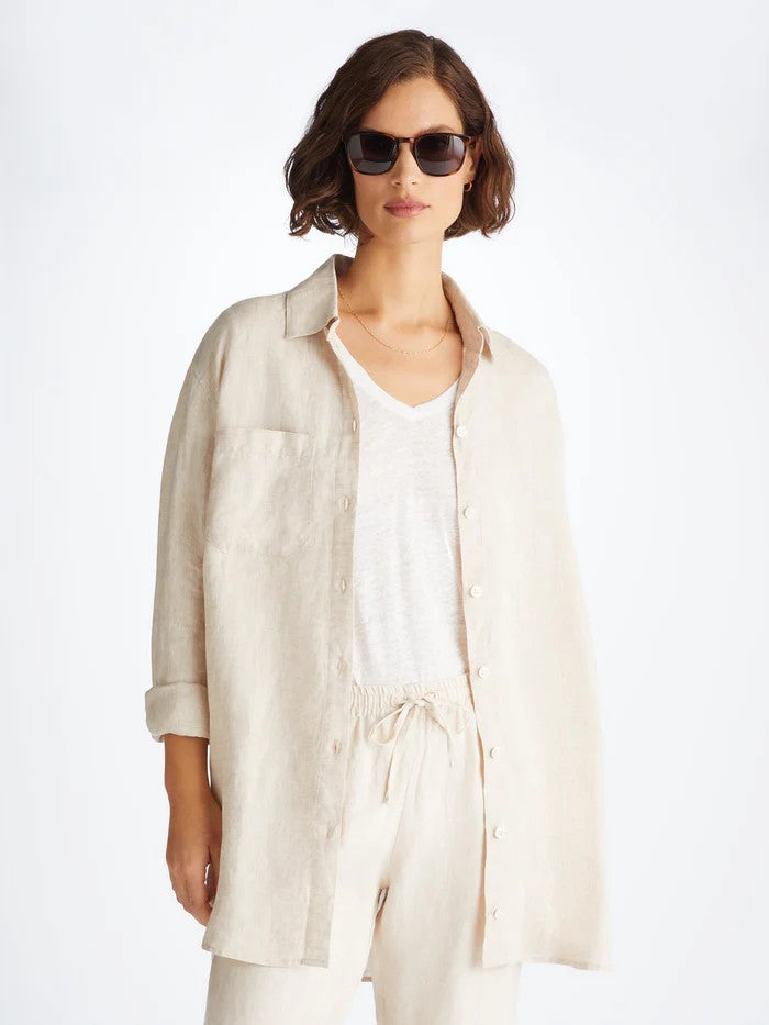Sicily Linen Sand - Women's Shirt with Trousers - Sand - 2