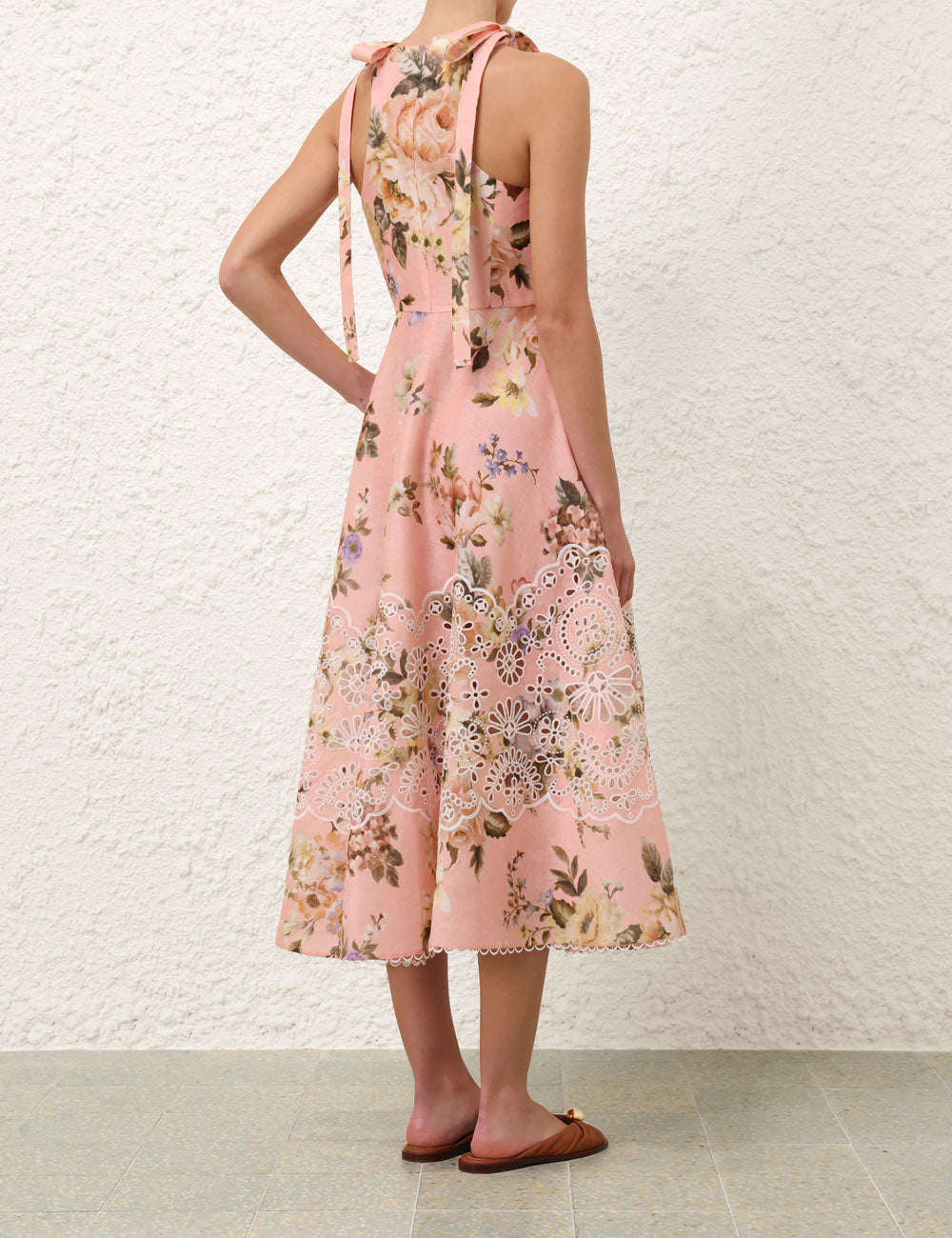 Acacia Broderie Midi Dress - Pink - 3
