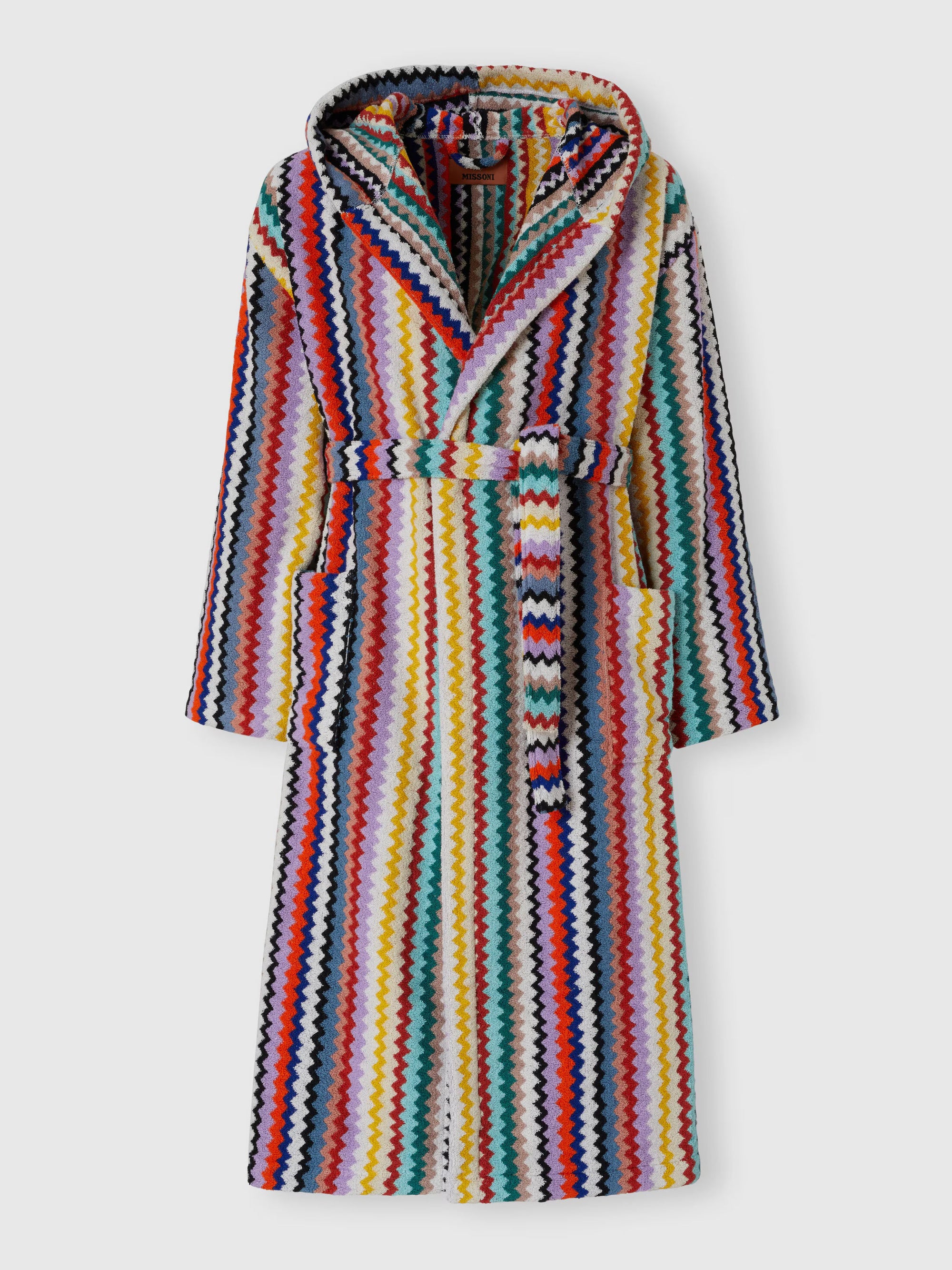 Riverbero bathrobe in cotton terry with zigzag pattern - 2