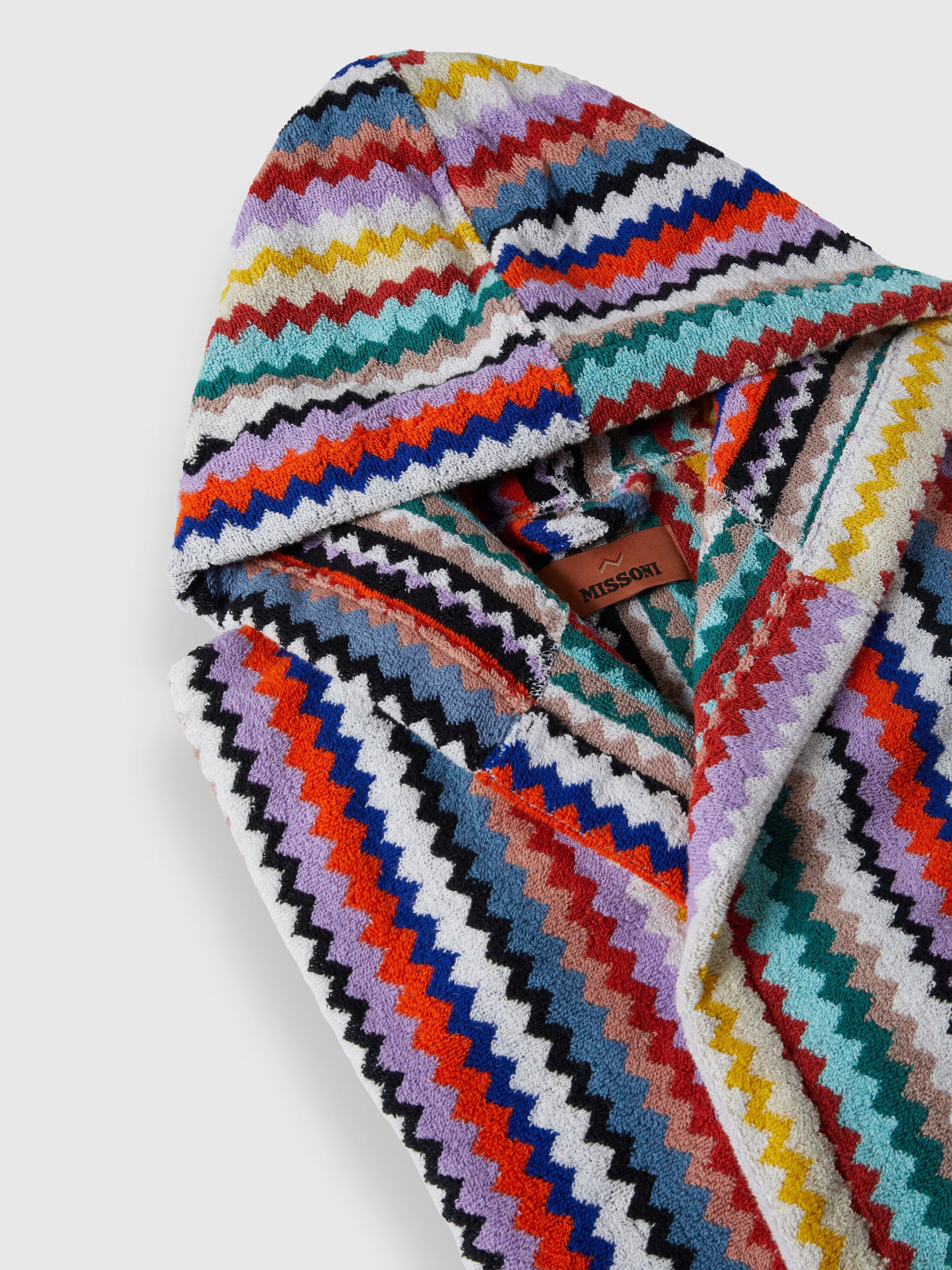 Riverbero bathrobe in cotton terry with zigzag pattern - 3