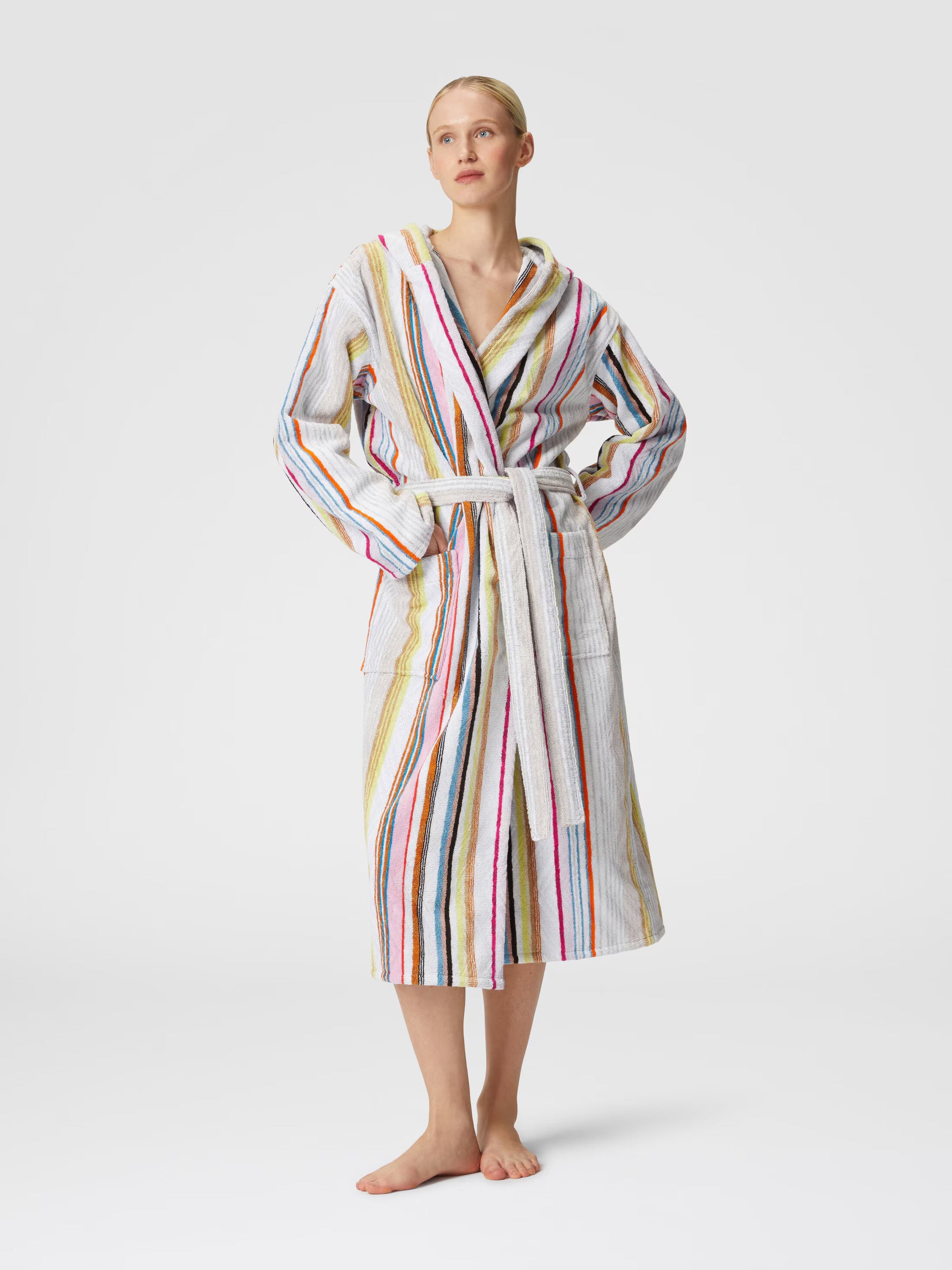 Moonshadow cotton terry bathrobe with lurex - 1
