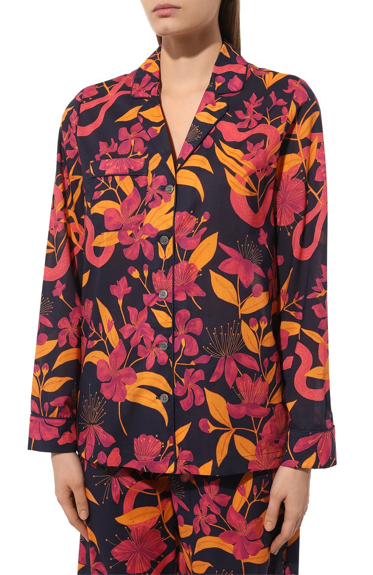 Floral cotton pyjama set - Navy - 2