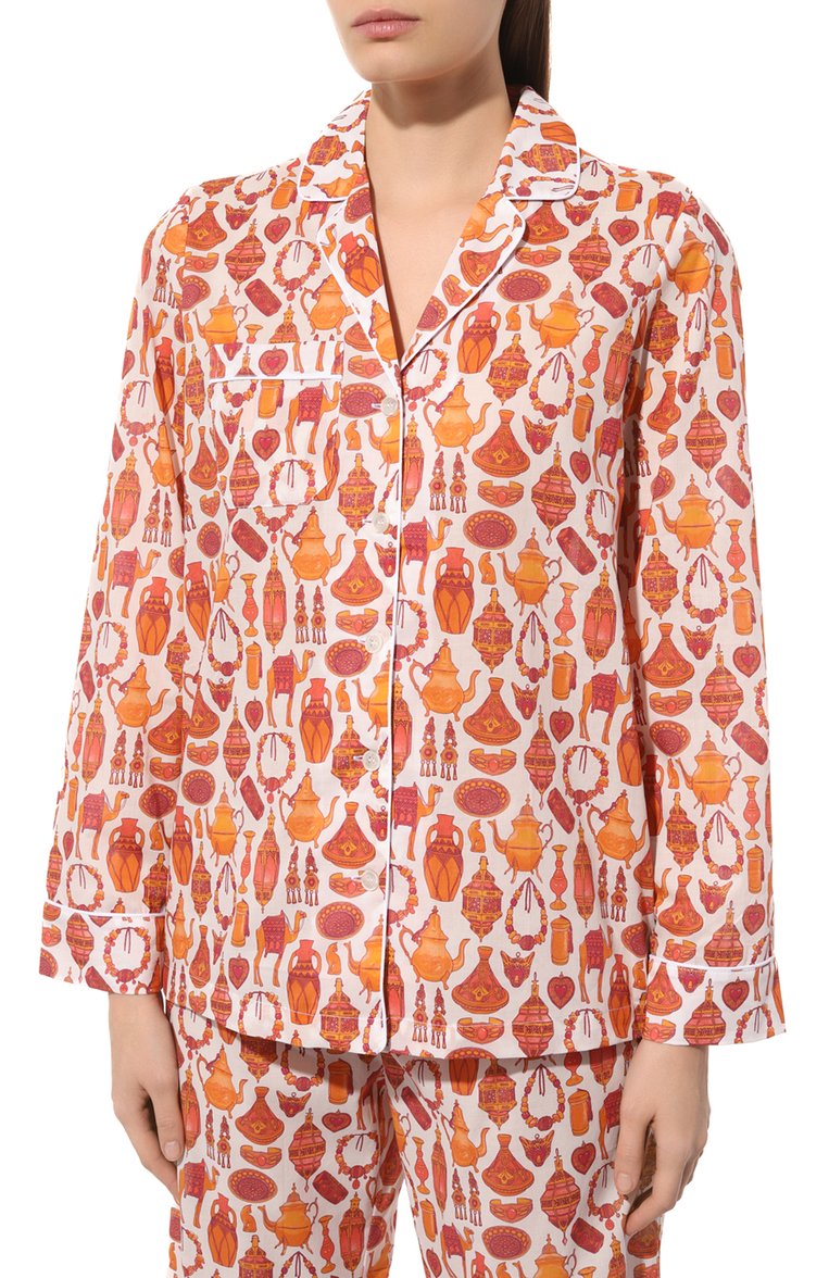 Orange Cambric Pyjama with Moroccan-Inspired Print - Orange - 2