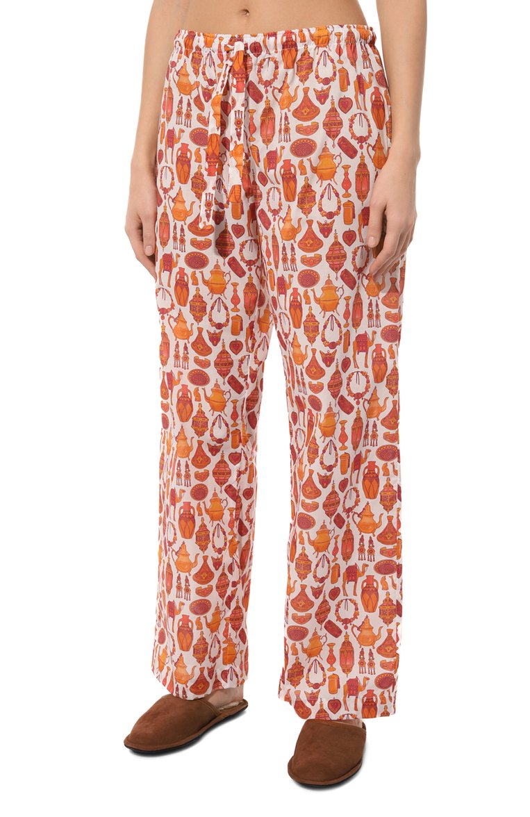 Orange Cambric Pyjama with Moroccan-Inspired Print - Orange - 4