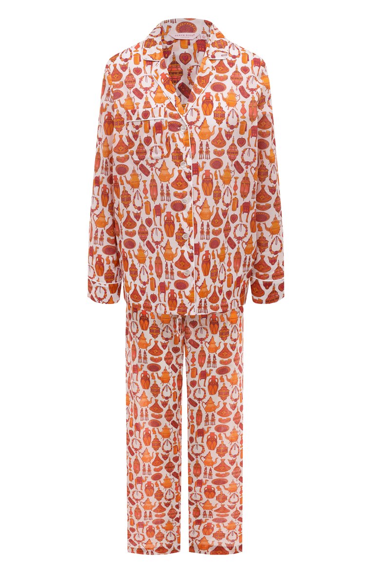 Orange Cambric Pyjama with Moroccan-Inspired Print - 6