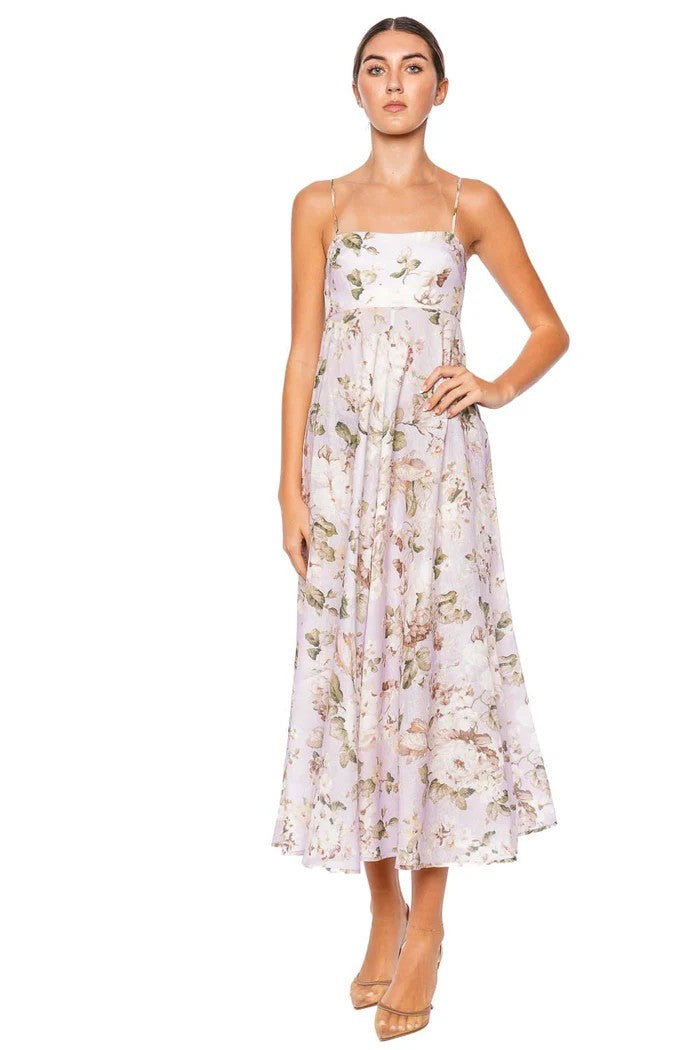 Acacia Lilac Floral Bandeau Midi Dress - Lilac - 1