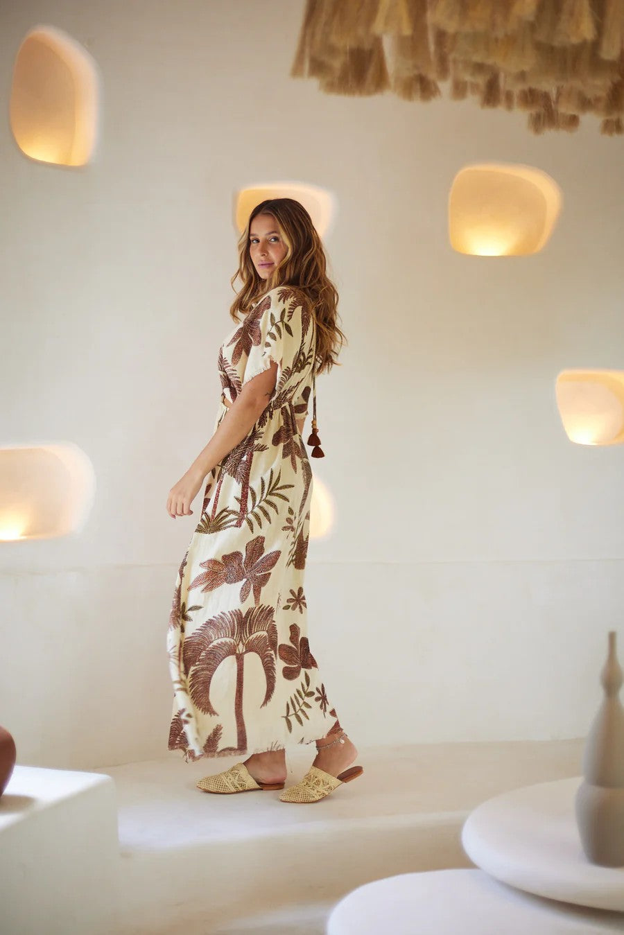 Palm Dream Maxi Dress - Beige - 3