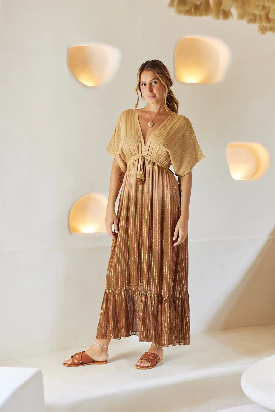 Mistic Sand Maxi Dress - Brown - 1