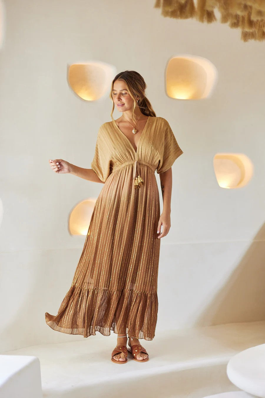 Mistic Sand Maxi Dress - Brown - 2