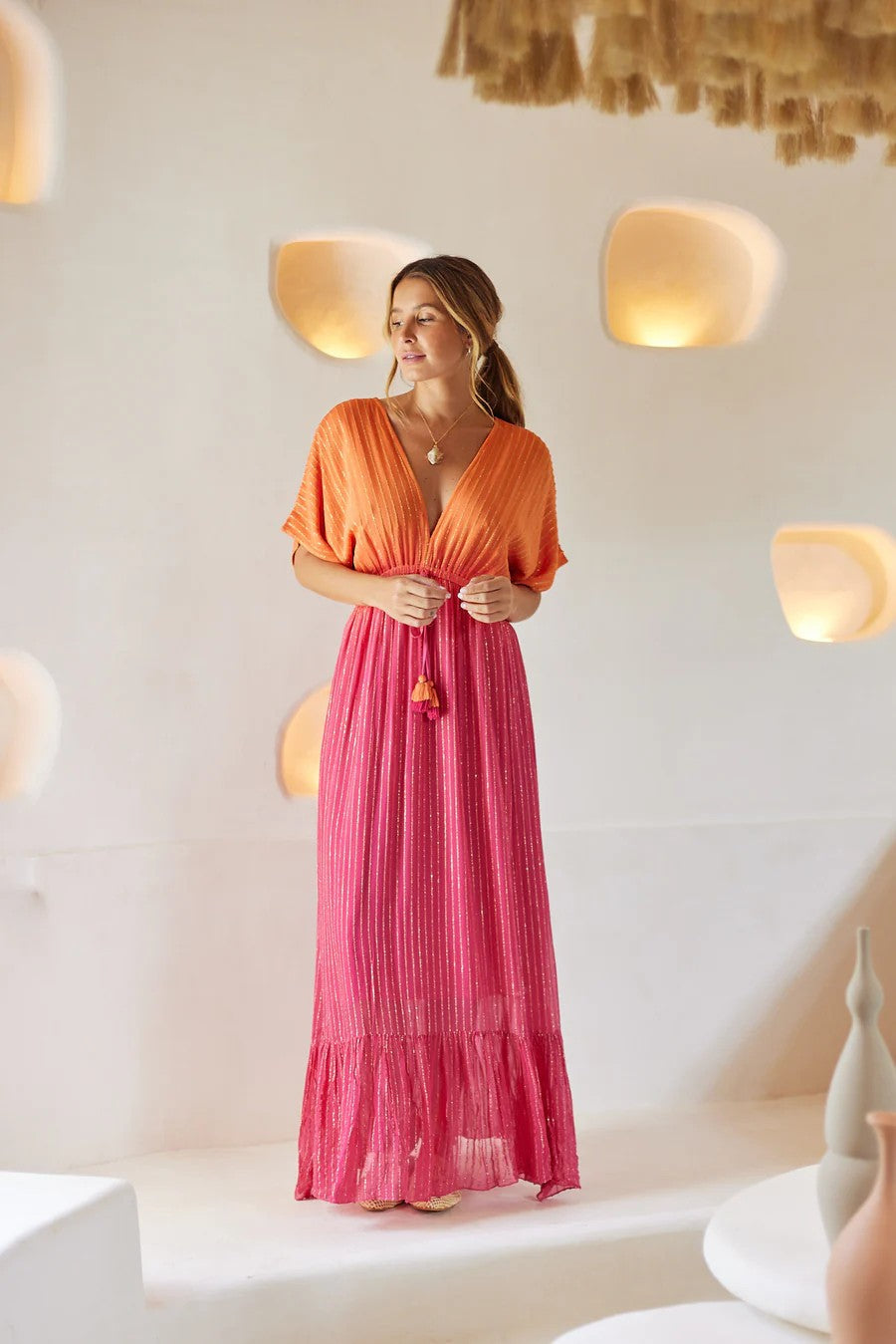 Sunset Blush Maxi Dress - Pink - 1