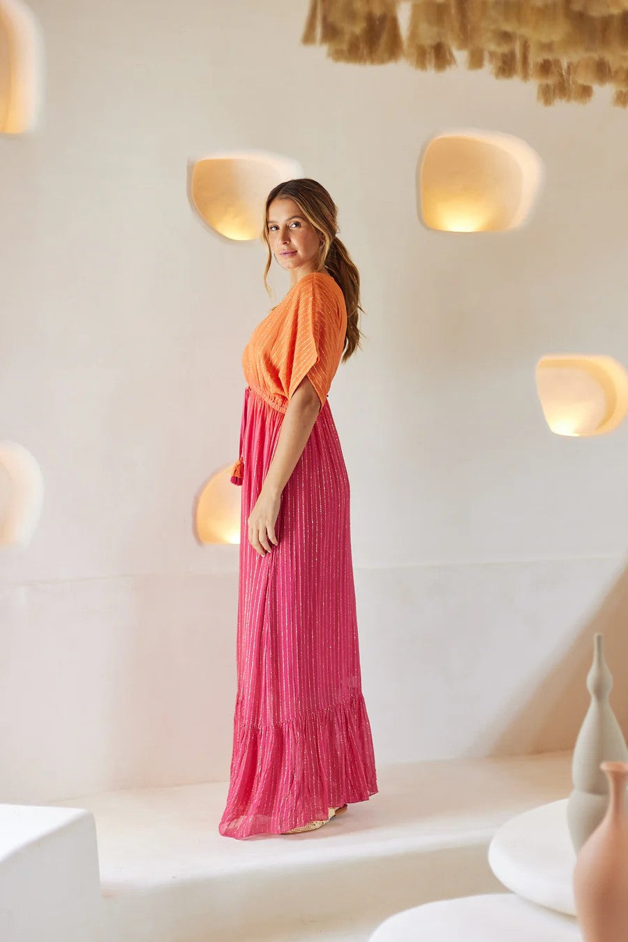 Sunset Blush Maxi Dress - Pink - 3