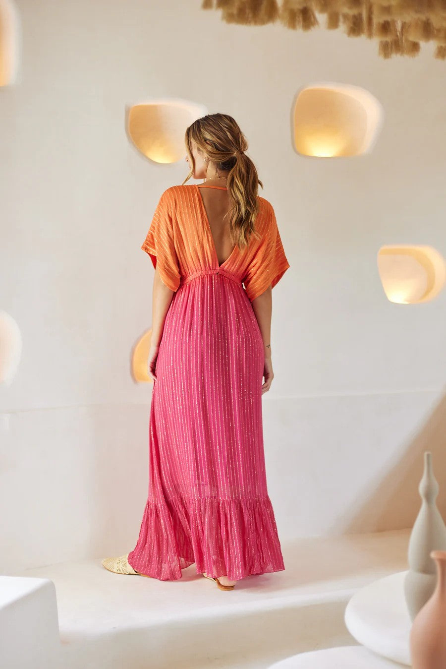 Sunset Blush Maxi Dress - Pink - 4