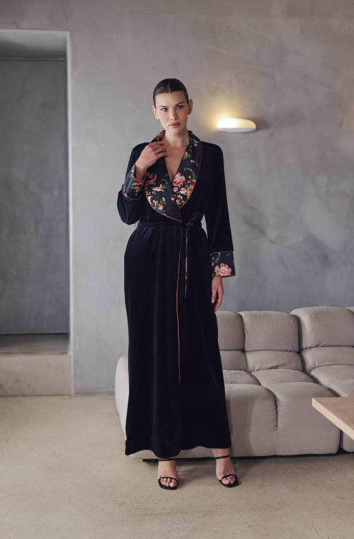 Bernadette long lined velvet robe - 1