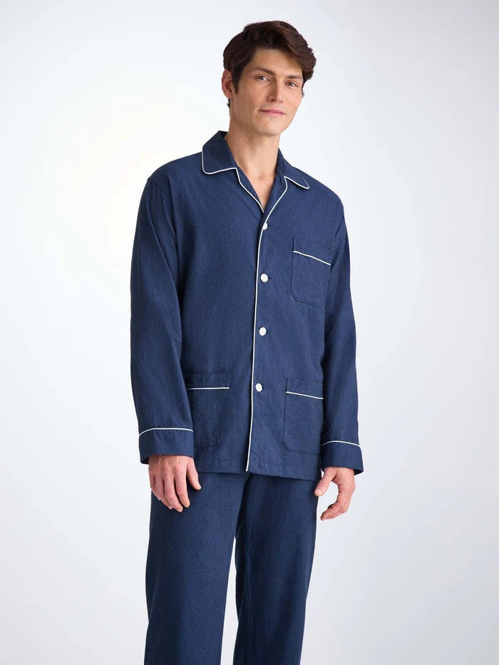 Balmoral 3 Brushed Cotton Navy - Men's Classic Fit Pyjamas - Navy - 2