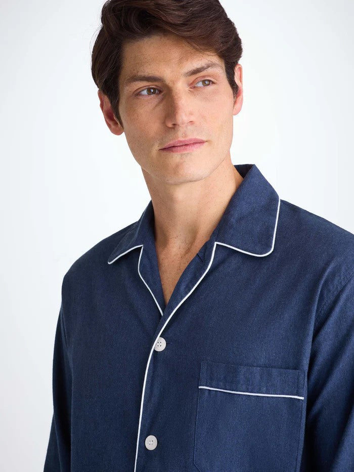 Balmoral 3 Brushed Cotton Navy - Men's Classic Fit Pyjamas - Navy - 3