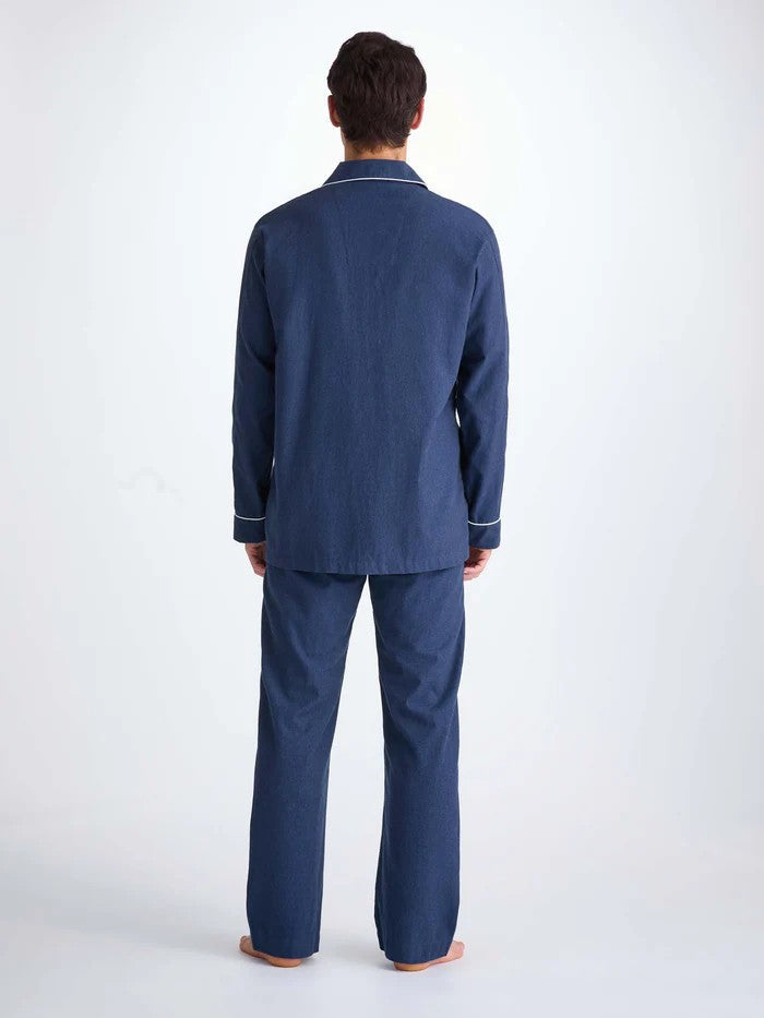 Balmoral 3 Brushed Cotton Navy - Men's Classic Fit Pyjamas - 