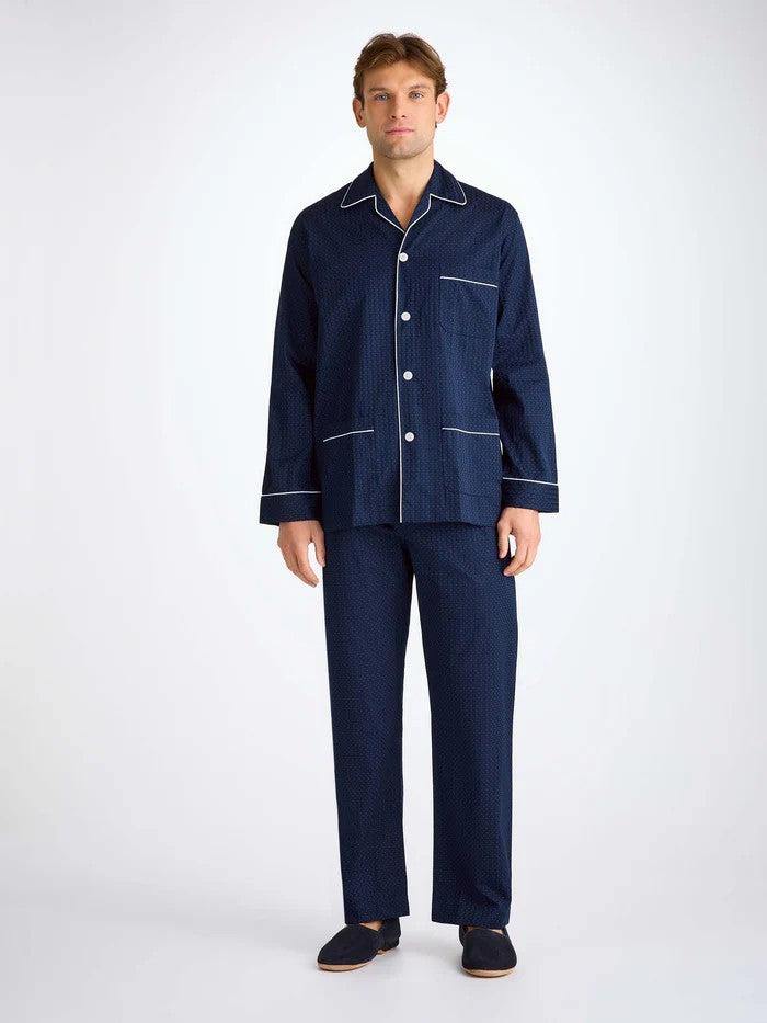 Royal 40 Cotton Navy - Derek Rose Men's Classic Fit Pyjamas - Navy - 1
