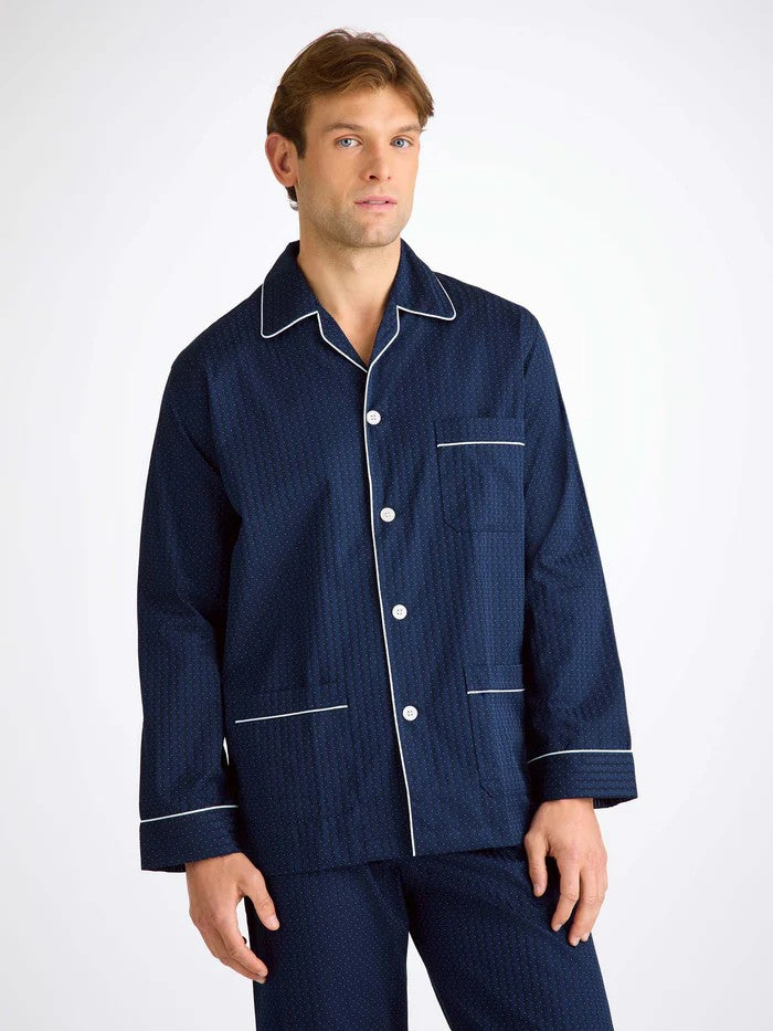 Royal 40 Cotton Navy - Derek Rose Men's Classic Fit Pyjamas - Navy - 2