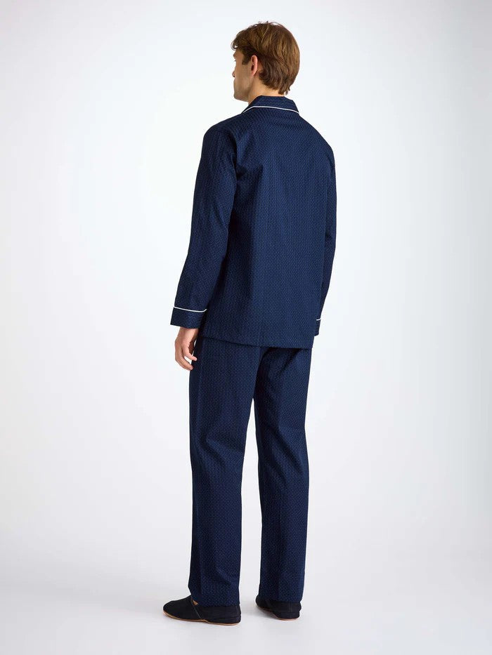 Royal 40 Cotton Navy - Derek Rose Men's Classic Fit Pyjamas - 