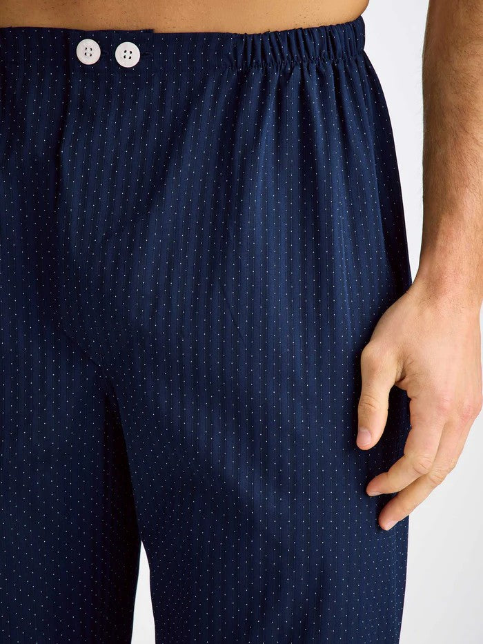 Royal 40 Cotton Navy - Derek Rose Men's Classic Fit Pyjamas - 