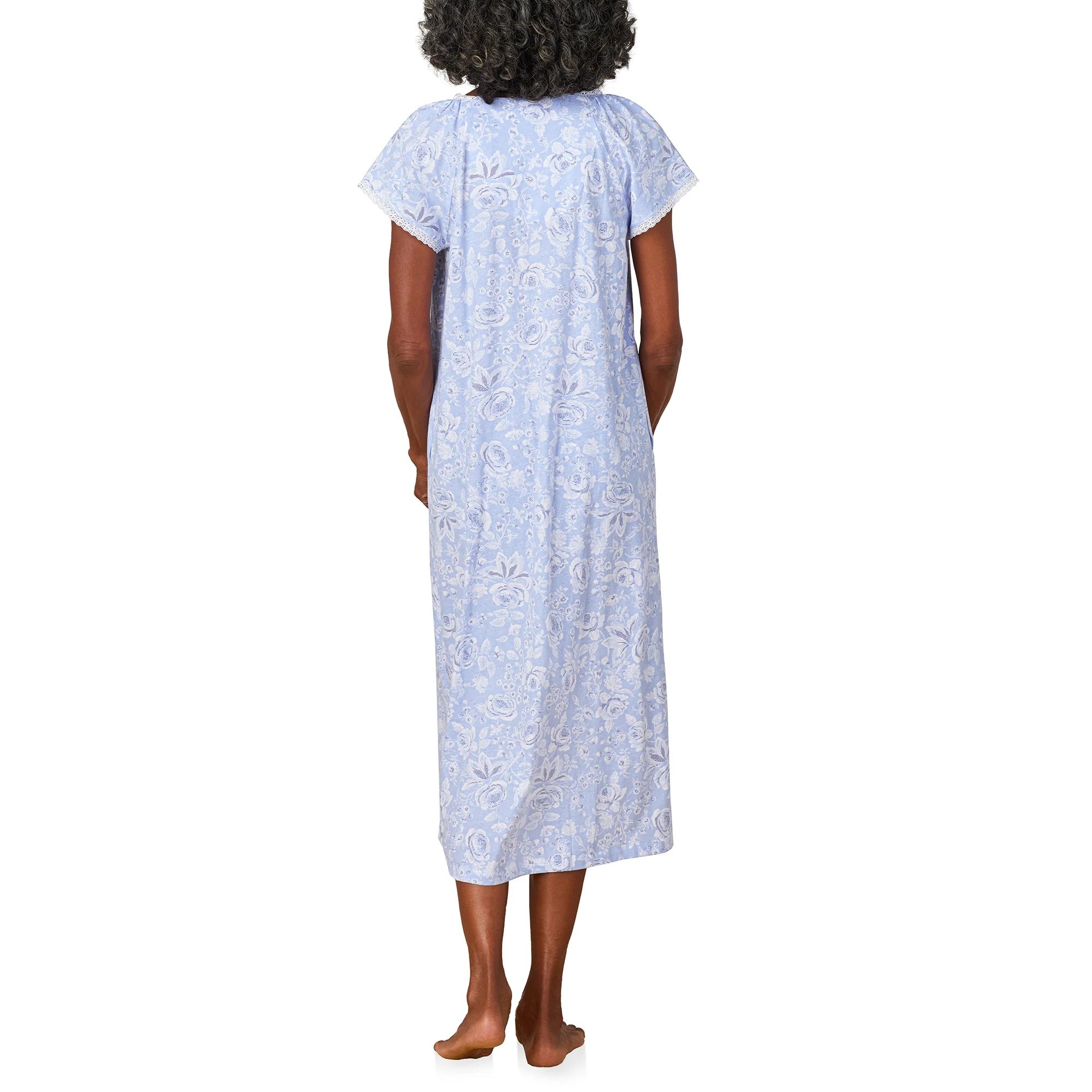 Blue Roses Cotton Jersey Nightgown - 3