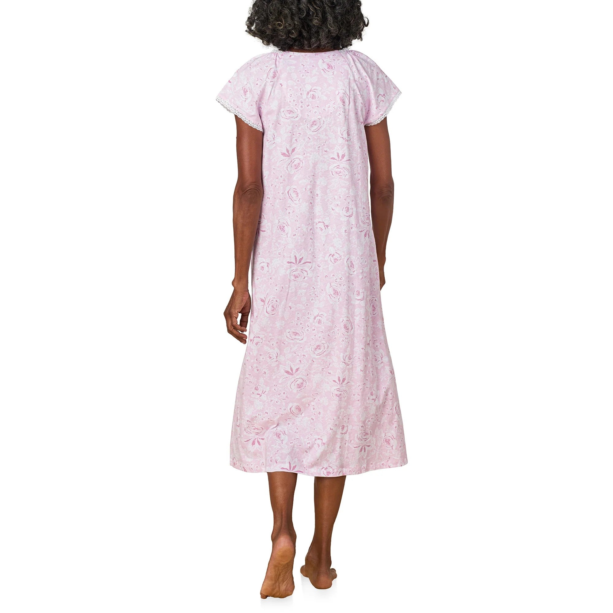 Pink Roses Cotton Jersey Nightgown - 3