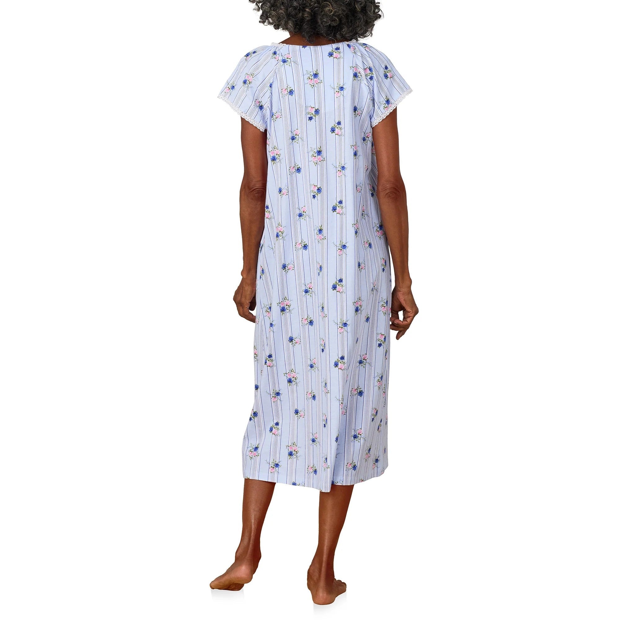 Rose Stripe Cotton Jersey Nightgown - 4