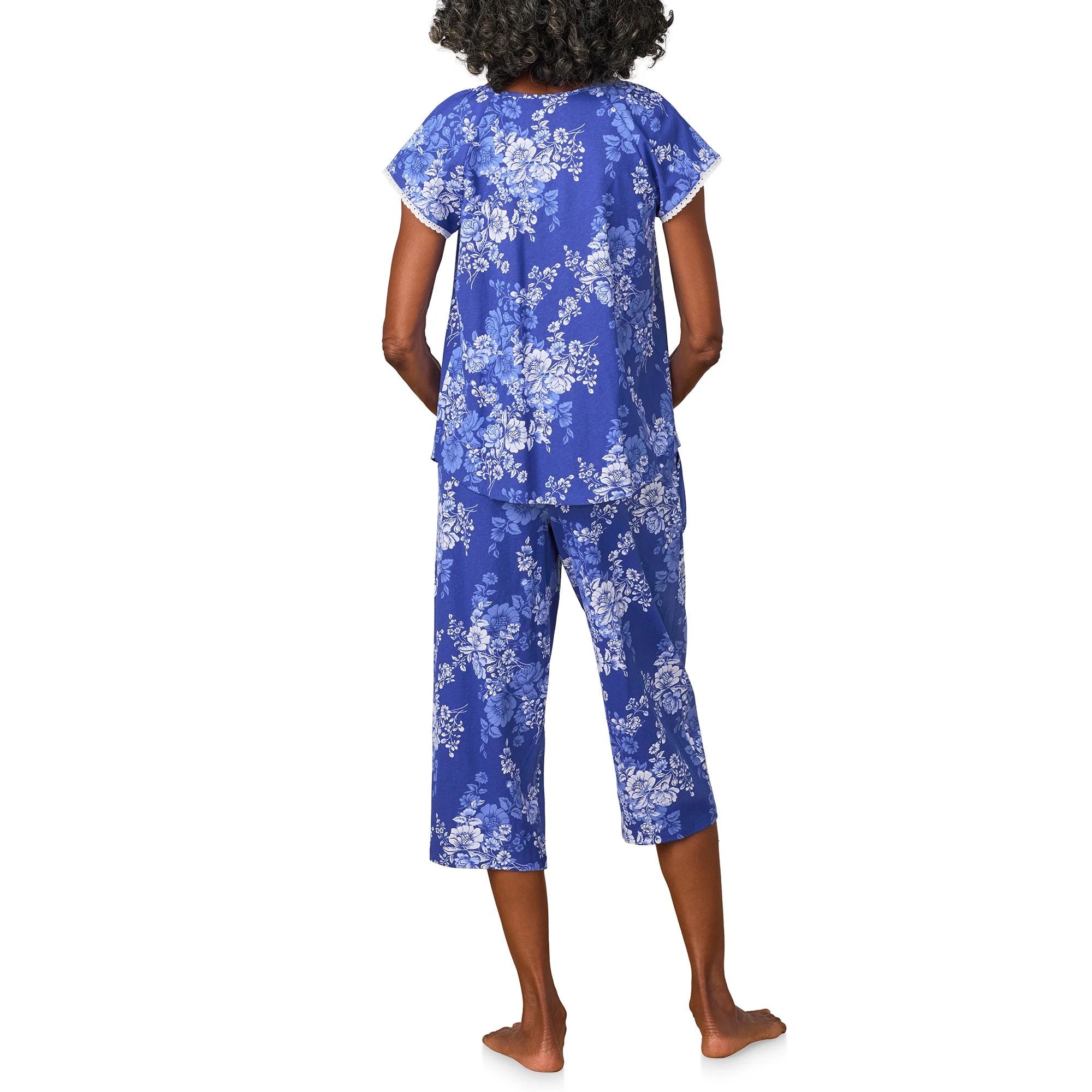 Midnight Blooms Cotton Jersey Capri PJ Set - 4