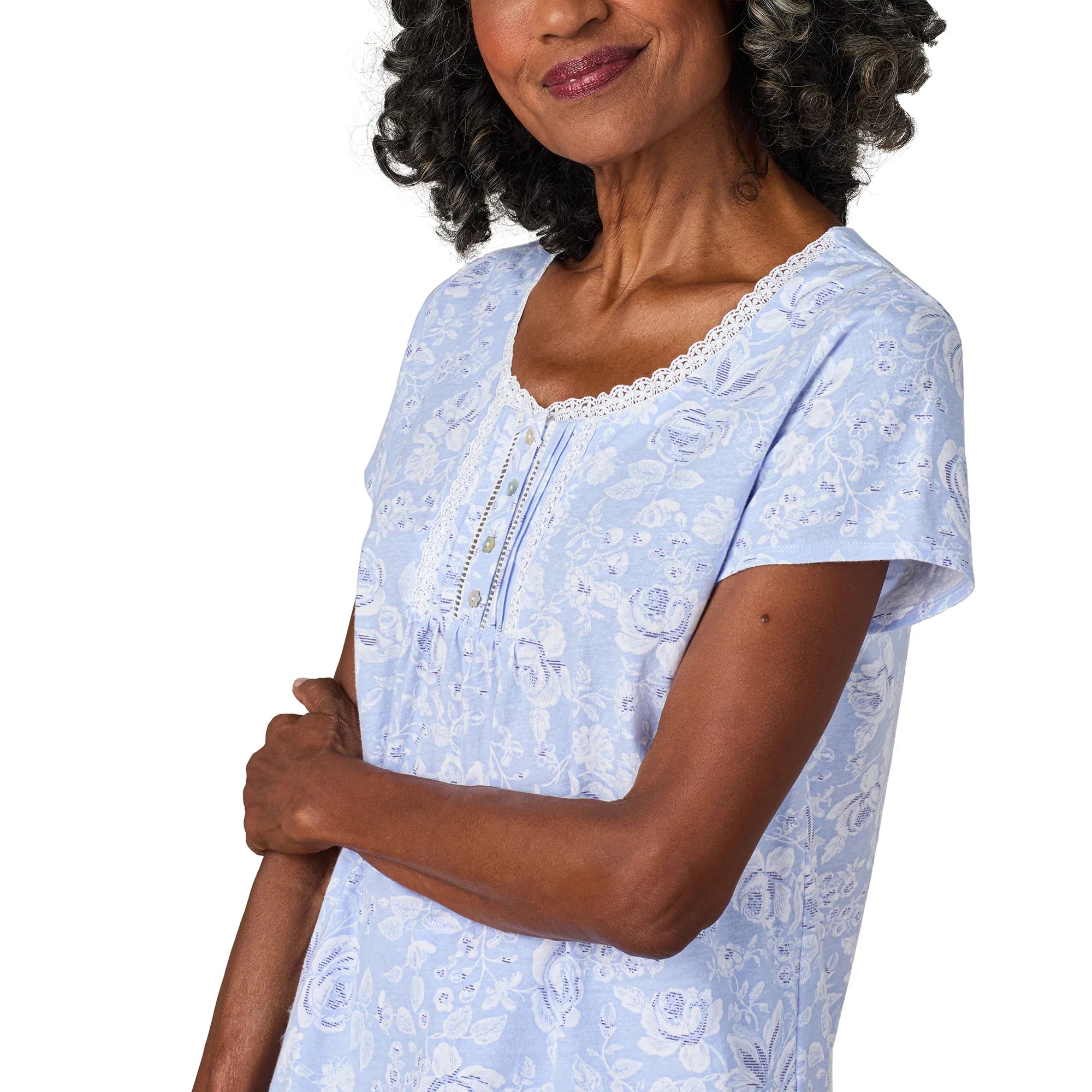 Blue Roses Cotton Jersey Capri PJ Set - 4