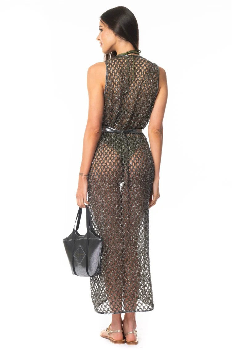 Bronze Lurex Wide Knit Vest - BRONZE - 2