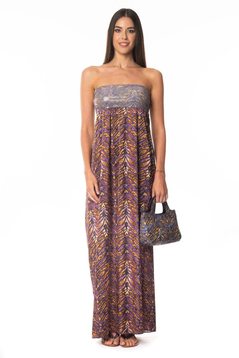 Purple Python Bandeau Dress - Purple - 1
