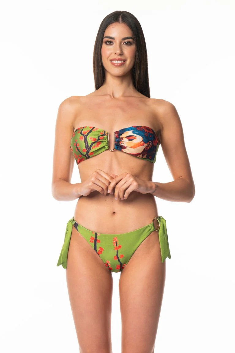 Garden Chic Gold Underwired Bandeau Bikini - Green - 1