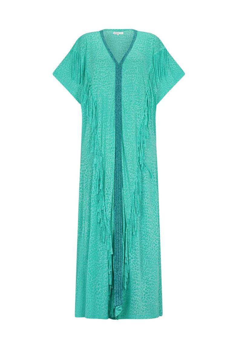 Braided Fringe Abaya - Tea - 2