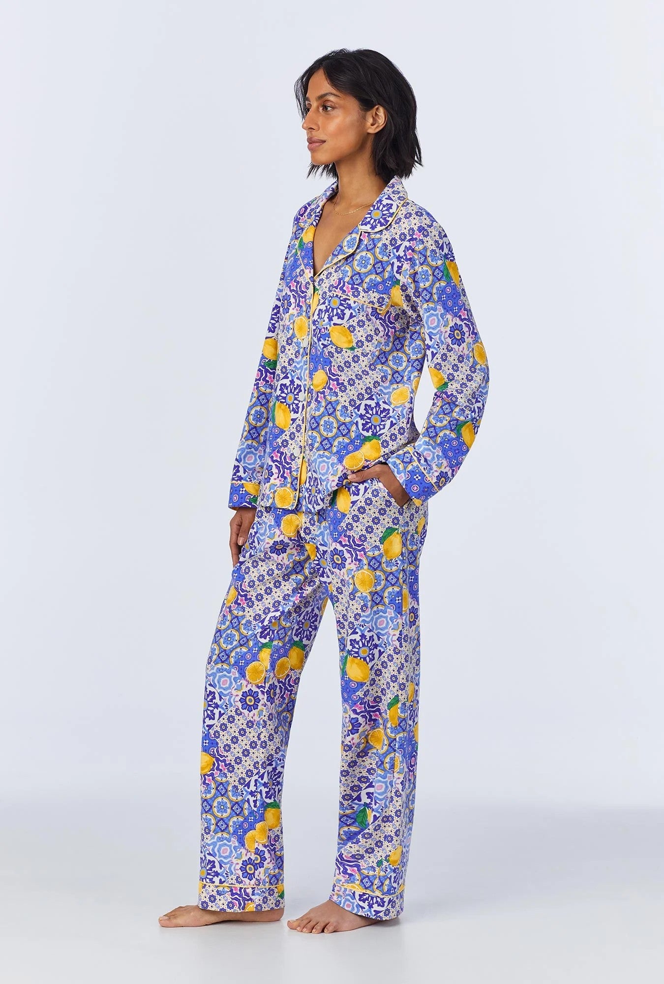 Majolica Long Sleeve Classic Stretch Jersey PJ Set - Blue - 2