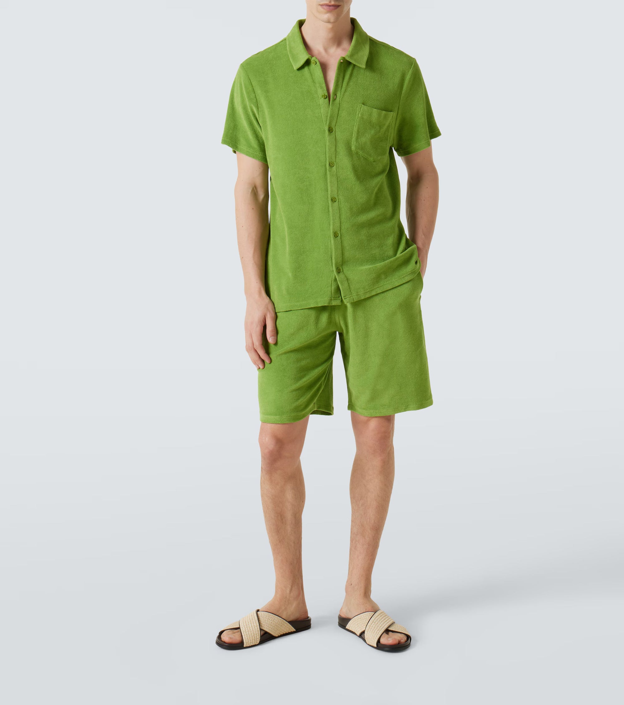 Terry Bermuda Shorts Solid - Green - 1