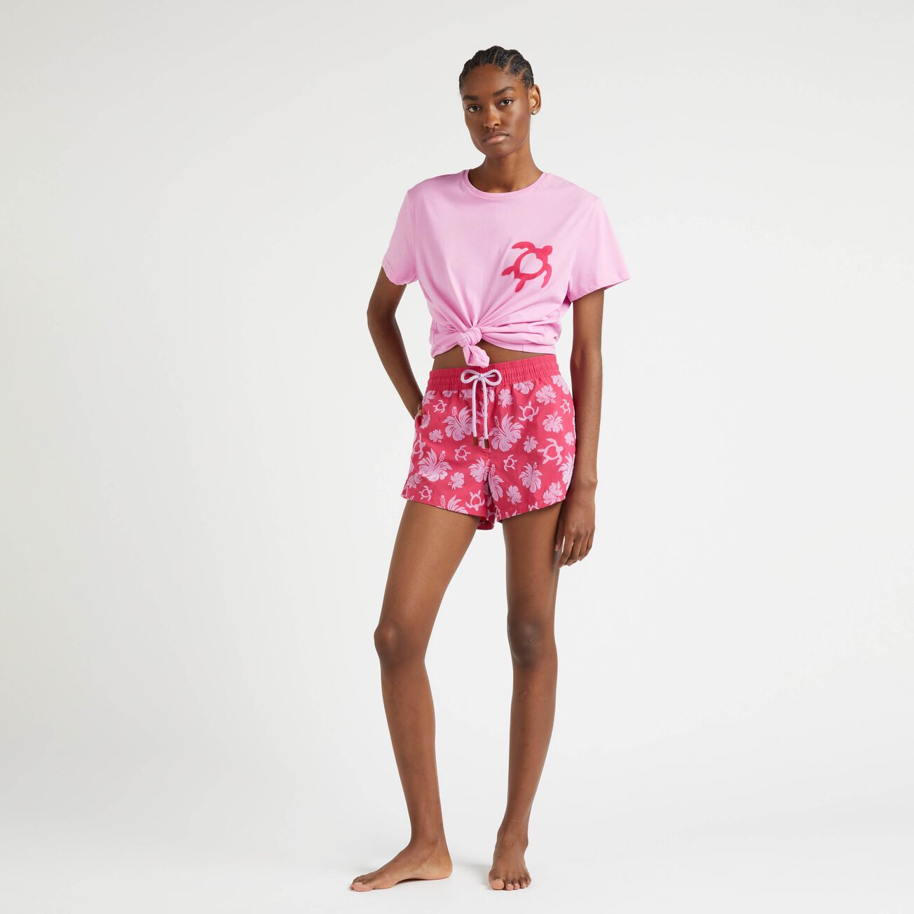 Women Swim Shorts Flocked Turtles heart - Red - 1