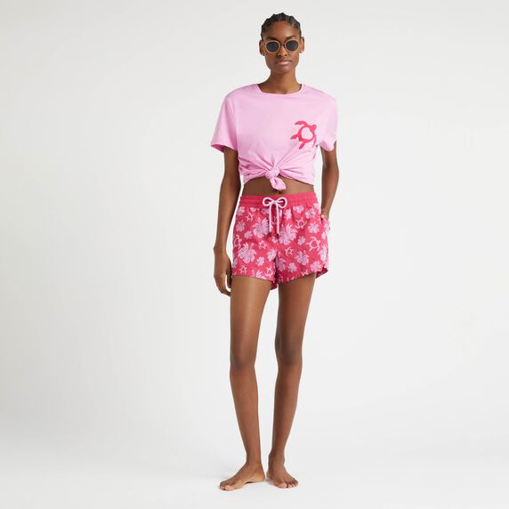 Women Swim Shorts Flocked Turtles heart - Red - 2