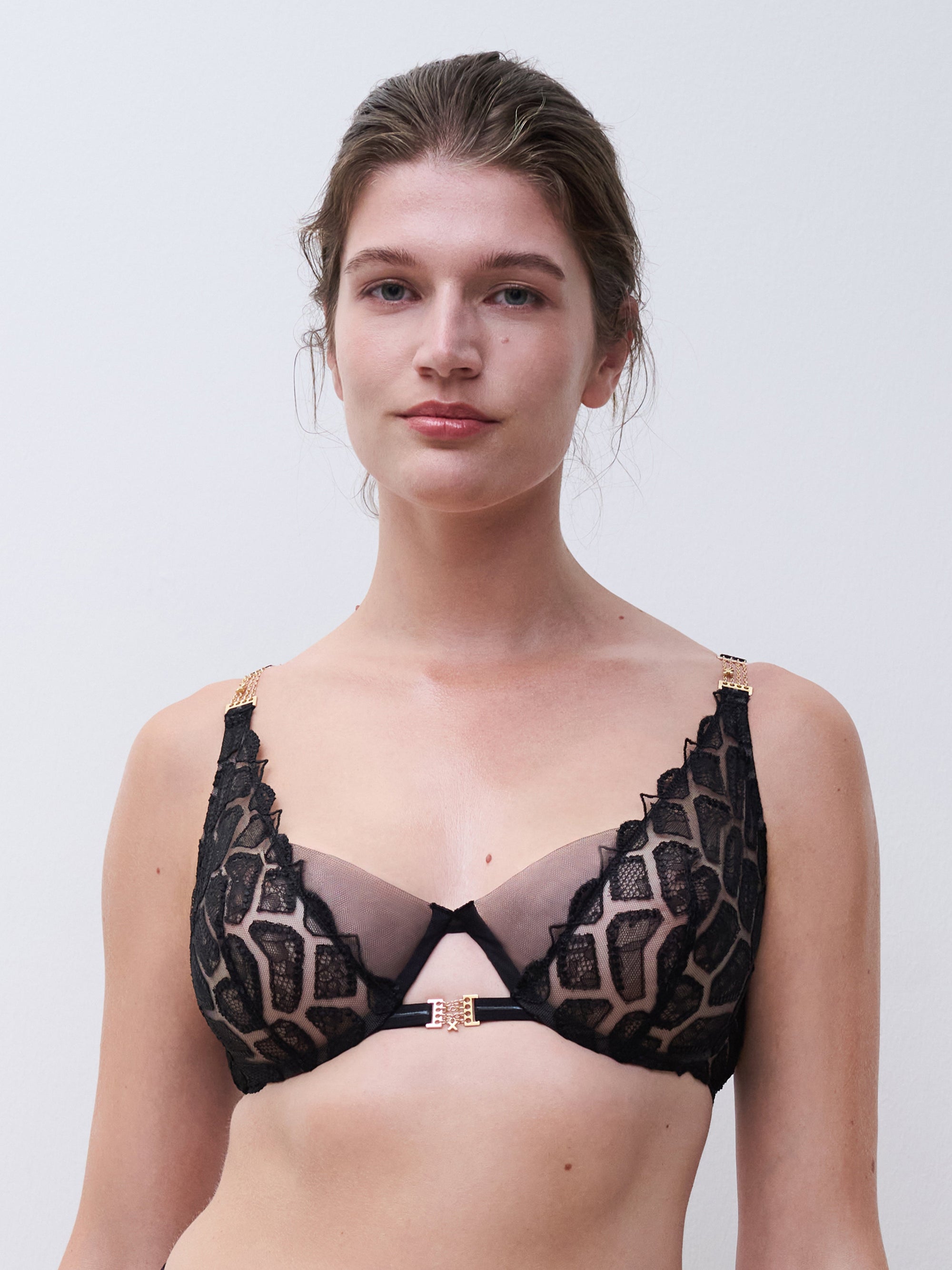 Reptilia Plunge underwired bra - Black - 1