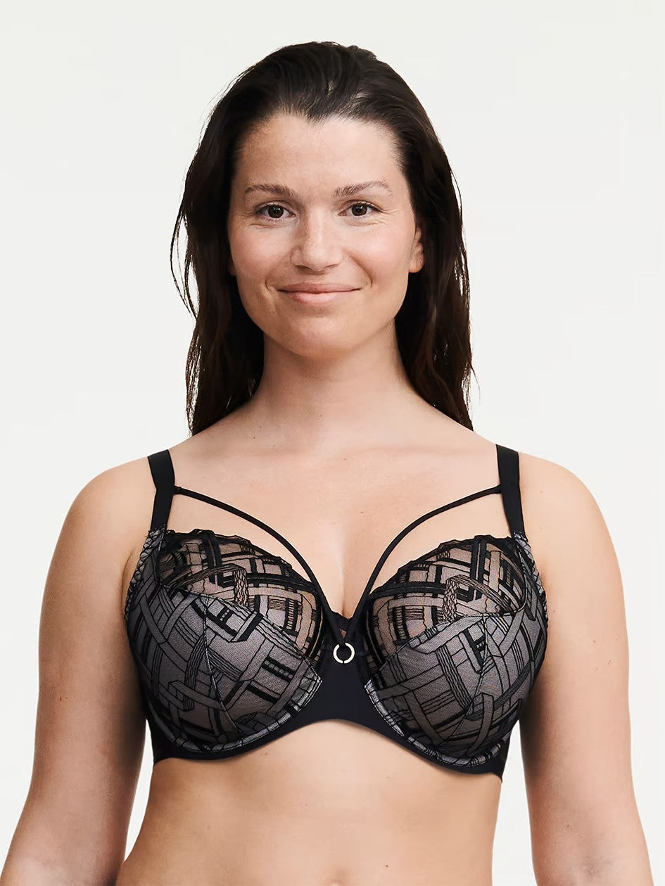 Graphic Support Lace Full Coverage Unlined Bra - Black - Black - 1