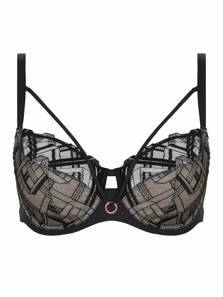 Graphic Support Lace Full Coverage Unlined Bra - Black - Black - 6