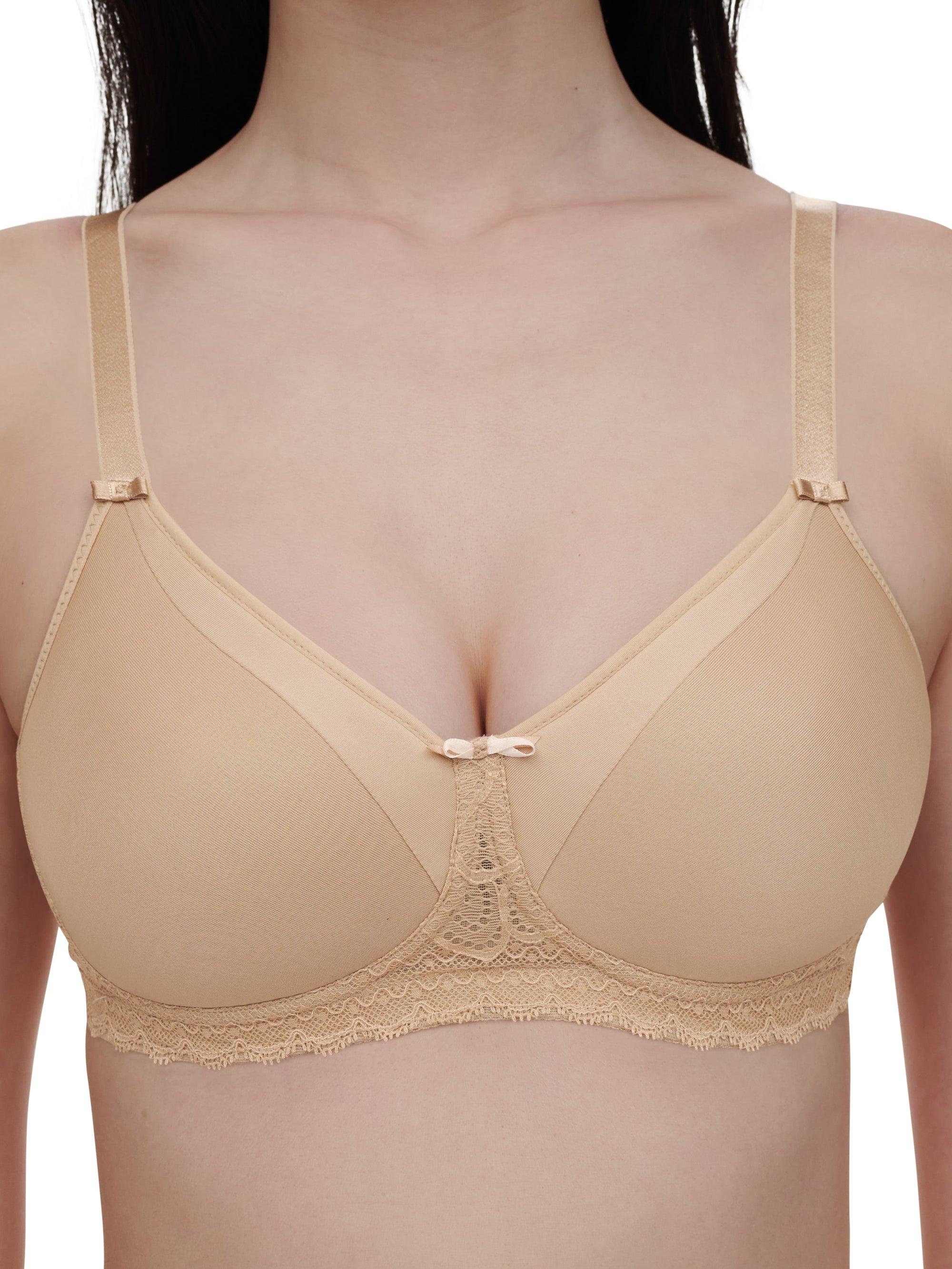 Merci Custom Fit Wireless Bra with Pocket - Beige - 2