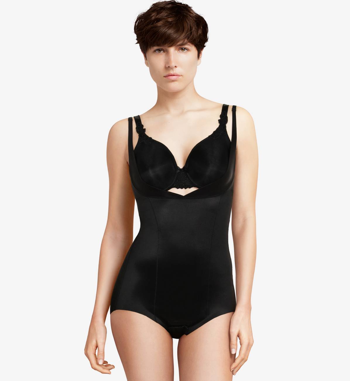 Basic Shaping Open Bust Bodysuit - Black - Image 1