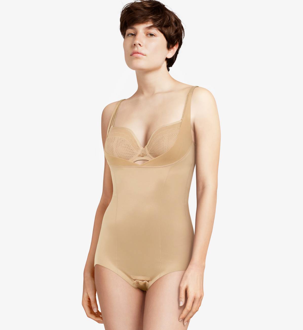 Basic Shaping Open Bust Bodysuit - Nude - Image 1