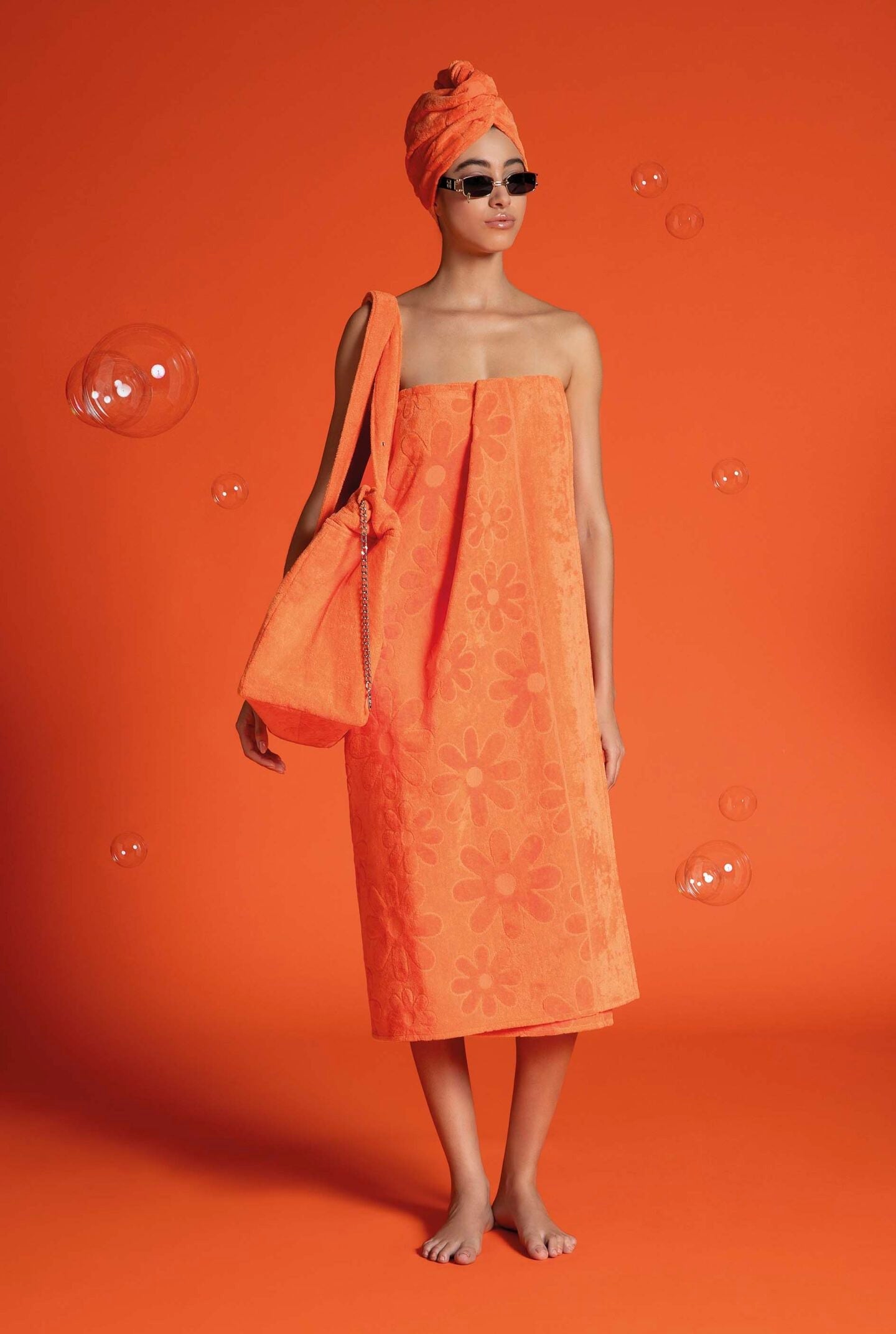 Daisy shower towel - Orange - 1