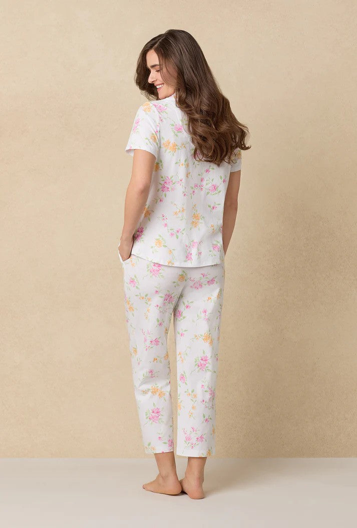 Cottage Garden Cotton Capri Pyjama Set - White - 3