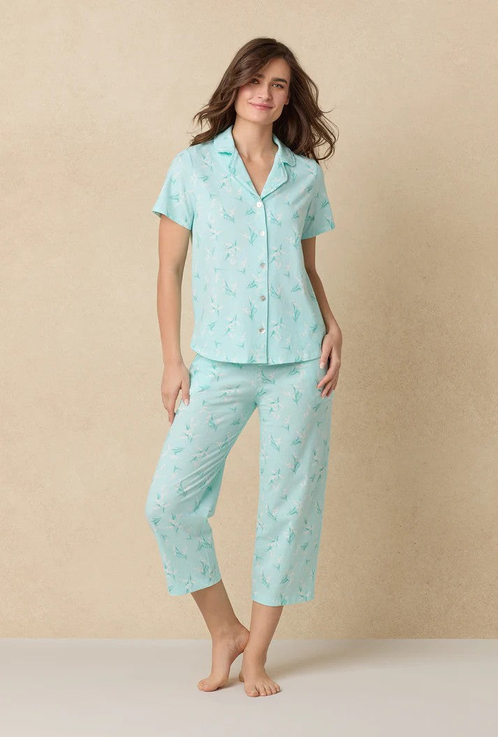 Cotton Capri Pyjama Set - Aqua - 2