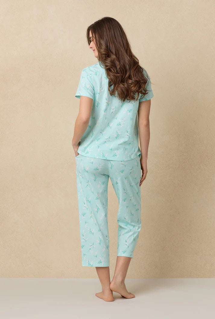 Cotton Capri Pyjama Set - Aqua - 4